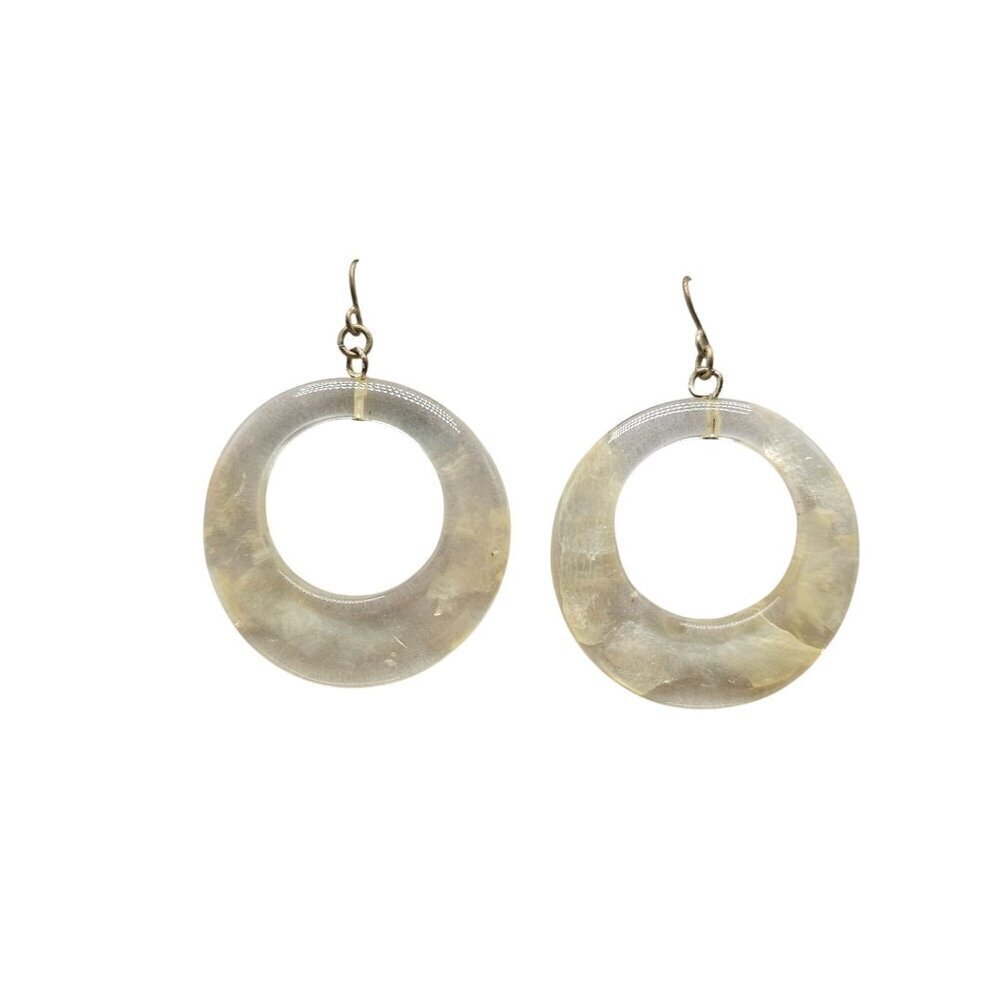 Round Transparent Resin Hoop Dangle Earrings With Metal Hook